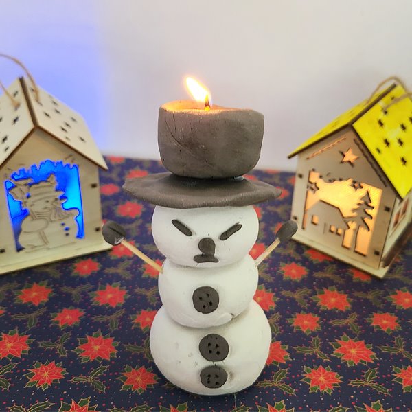 T_ DIY 방과후만들기 점토로 크리스마스 눈사람 양초 만들기